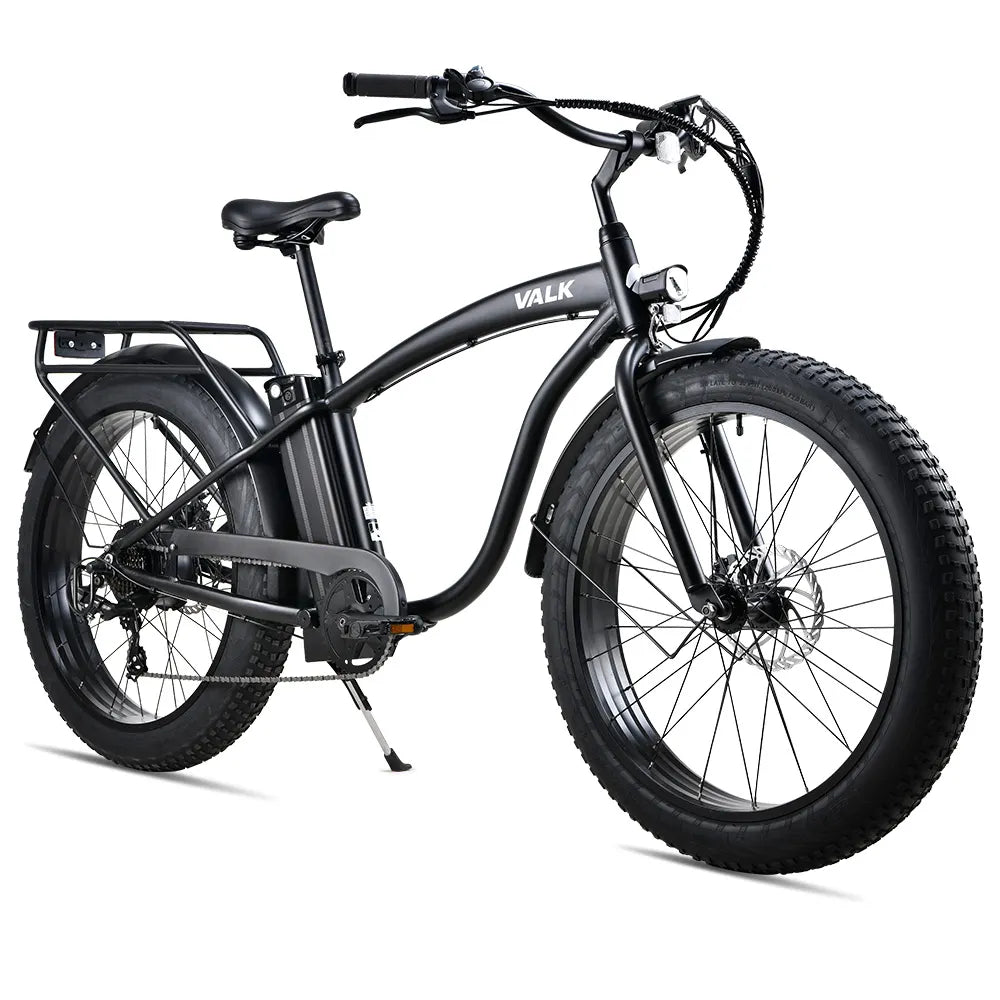 valk fat tyre cruiser ebike in black colour