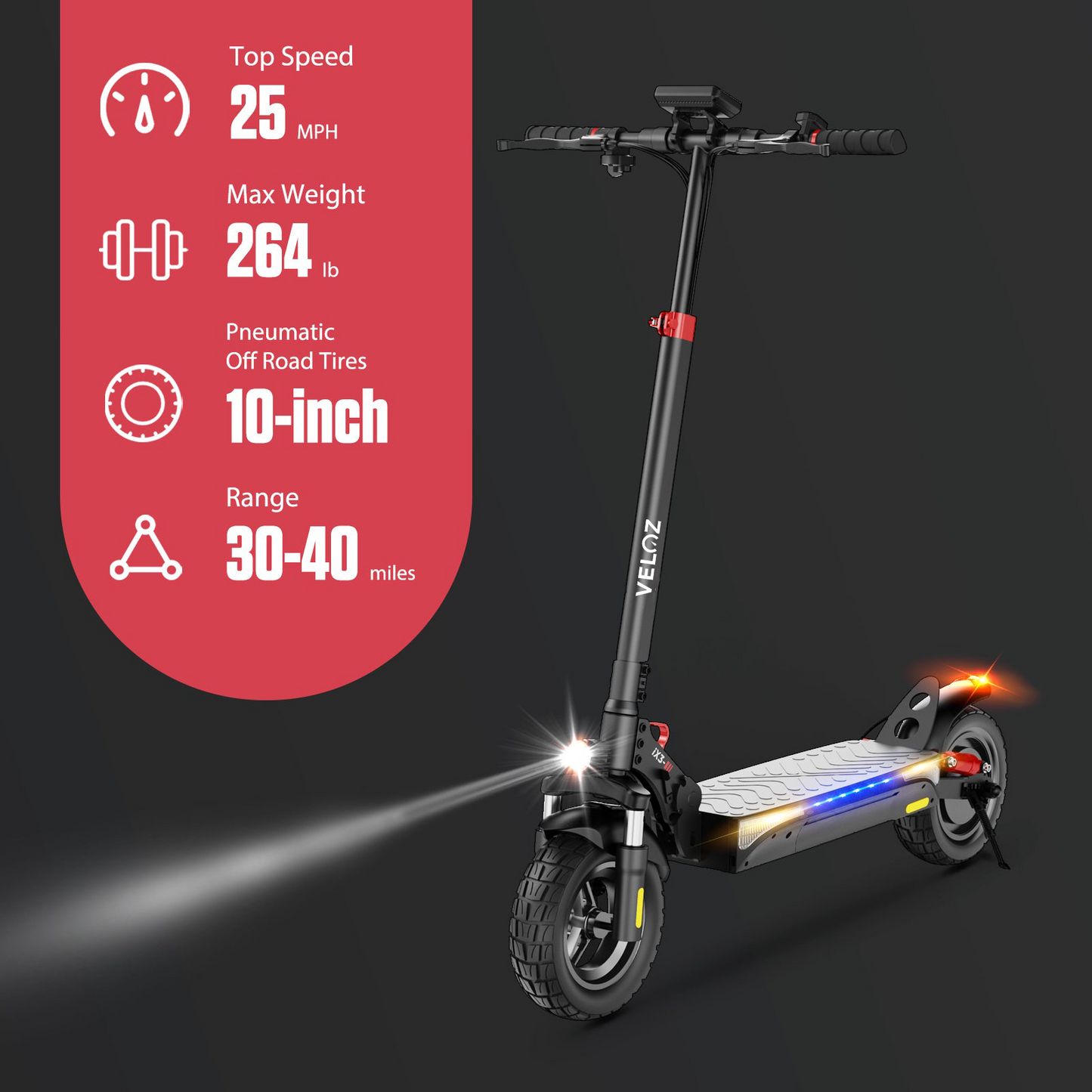Veloz X3 Electric Scooter 800Watts all Terrain Tyres