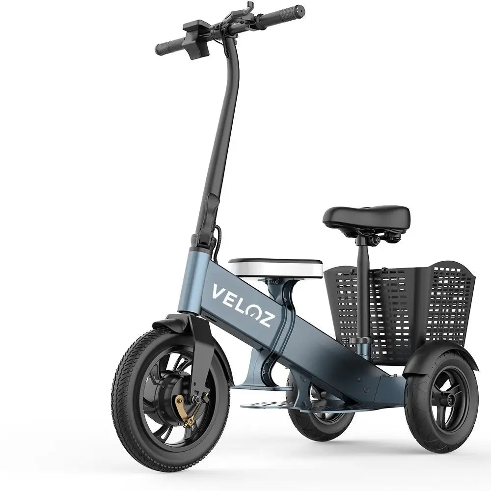 veloz es 2 three wheel escooter in silver blue colour