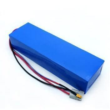 blue coated battery with connecting wires