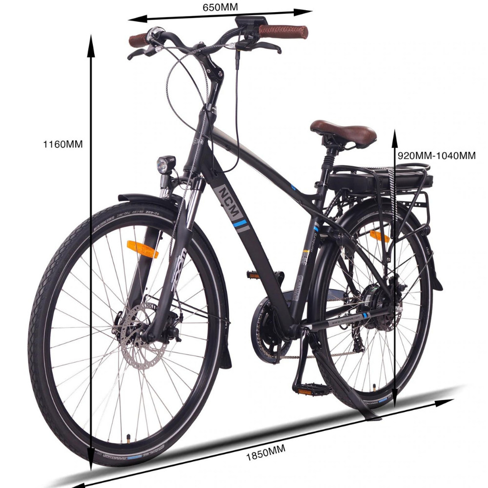 NCM Hamburg Trekking E-Bike, Bafang Motor, City-Bike, 250W, 36V 13Ah 468Wh Battery [Black - 28"]