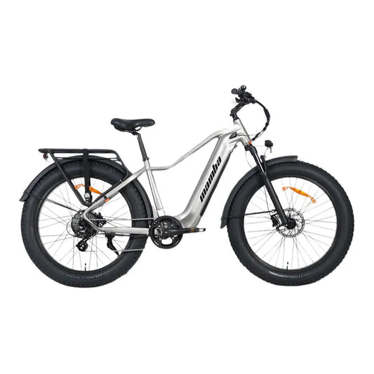 mamba discovery fat tyre ebike in silver colour