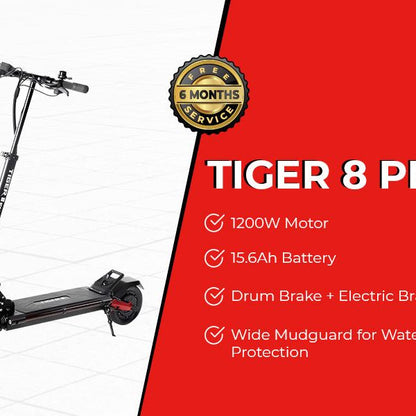 MiniWalker Tiger 8 Pro Dual Motor Electric Scooter 6 Months Free Service