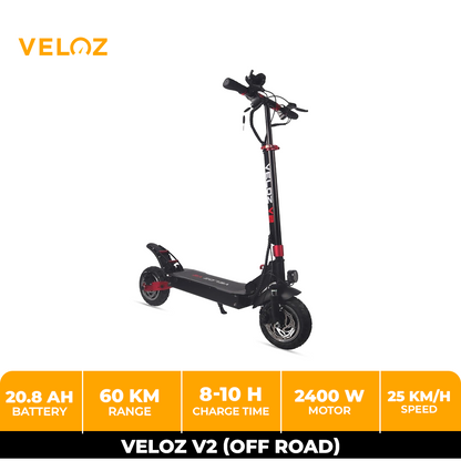 Veloz V2 - 2400W Dual Motor - All Terrain E-Scooter