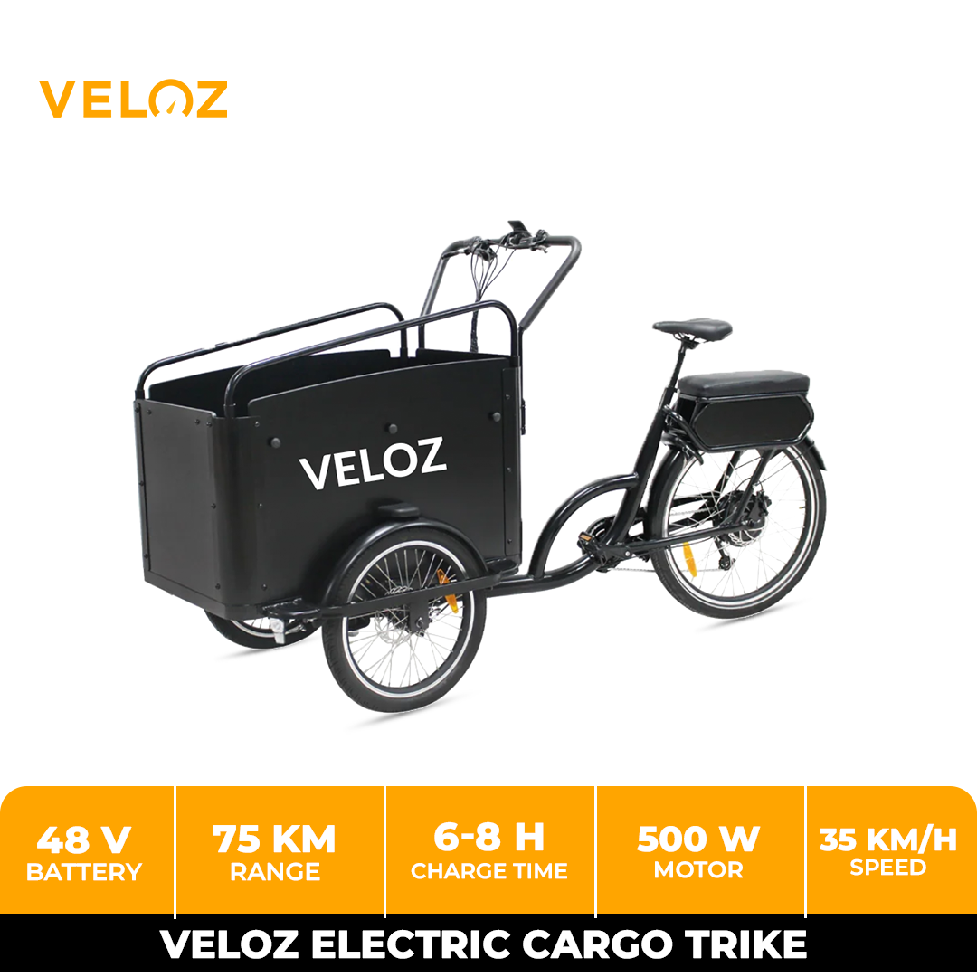 Veloz Electric Cargo Trike - 500W Motor