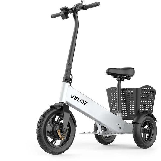 veloz es2 three wheel escooter in white colour