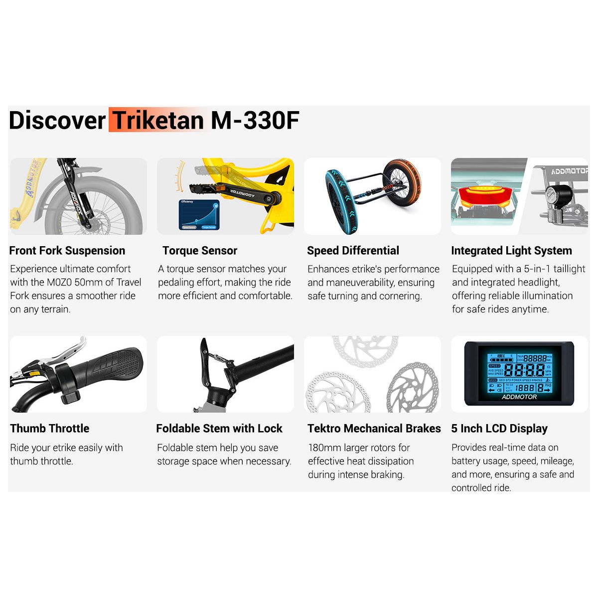 Addmotor Triketan M-330F Folding Electric Trike 6 Months Free Service