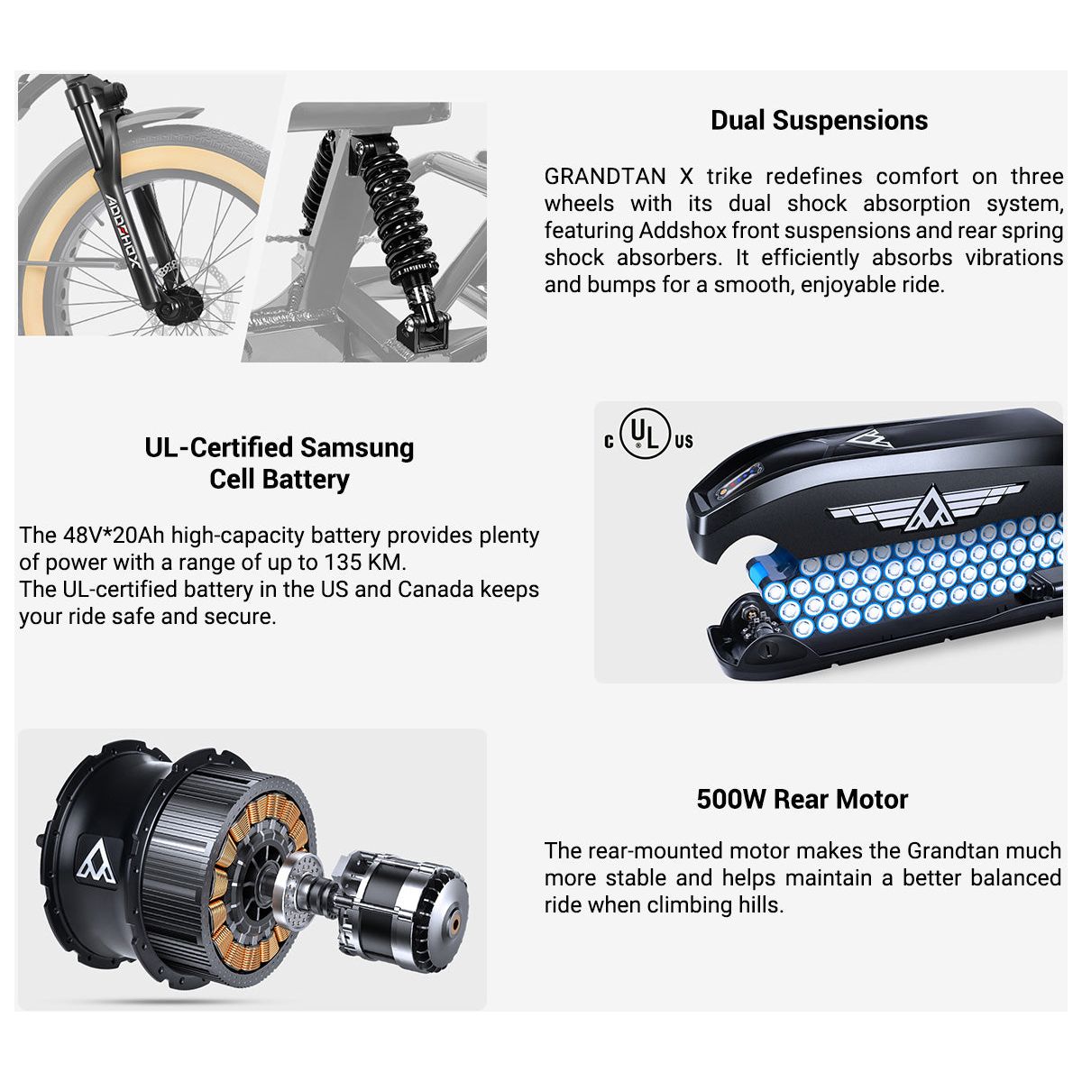 Addmotor Grandtan X Full-Suspension Electric Trike 6 Months Free Service