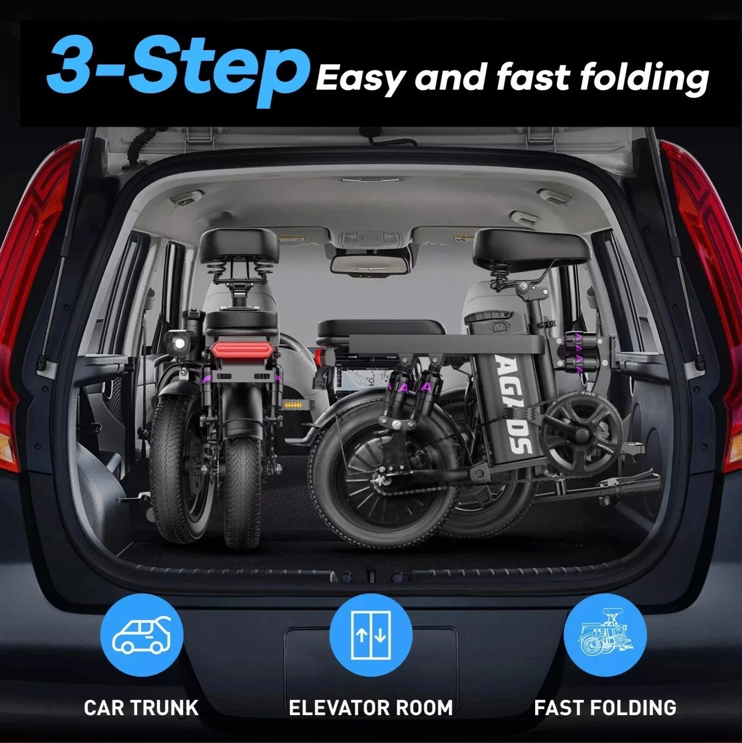 Kong Super Compact eBike 48V 12.5AH Max Speed 50KM/H Folding 6 Months Free Service