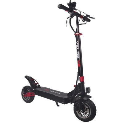 featured image of veloz v2 dual motor electric scooter in black and red colour
