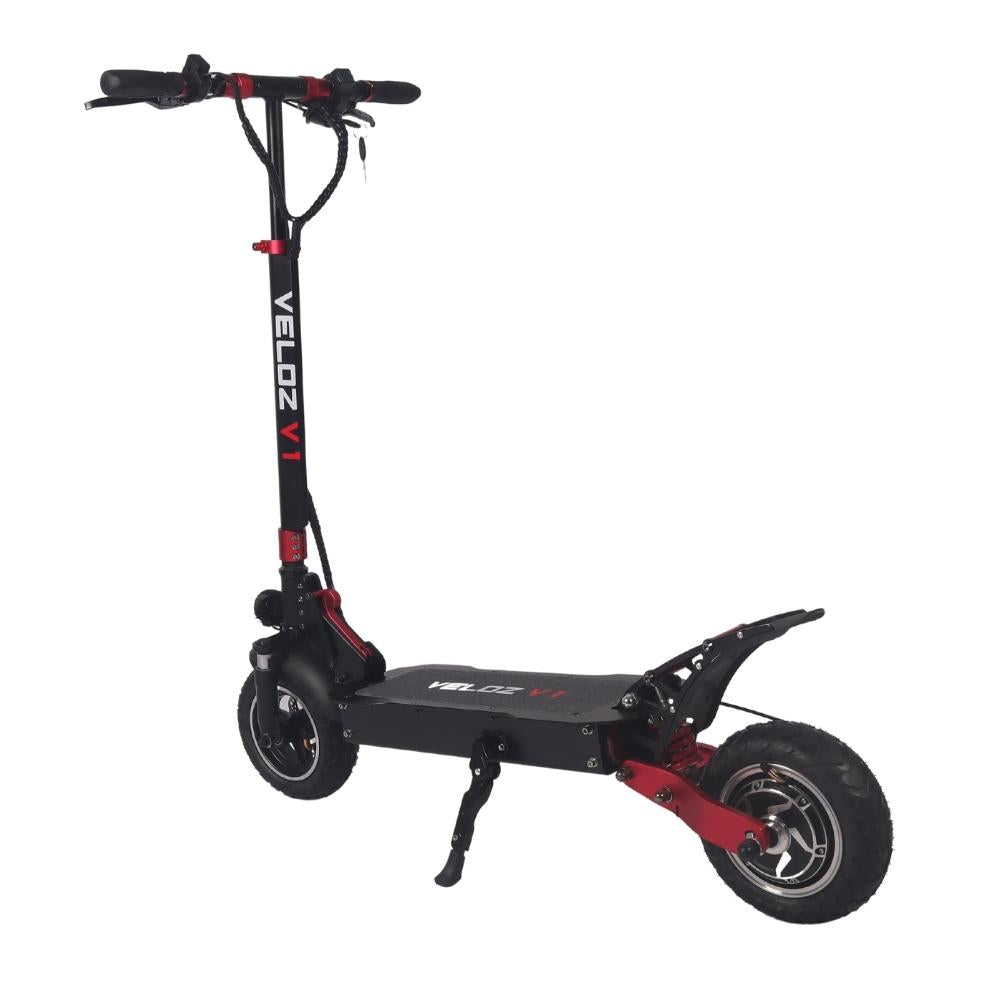 featured image of veloz v1 electric scooter in black and red colour