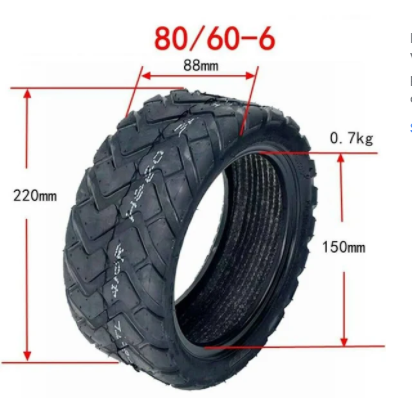 e-scooter Tyre 80/60-6 in black colour