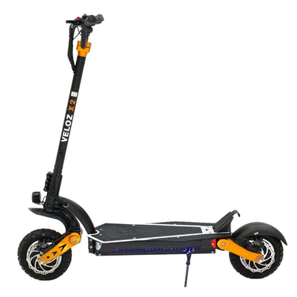 veloz x2 electric scooter in black and orange colour